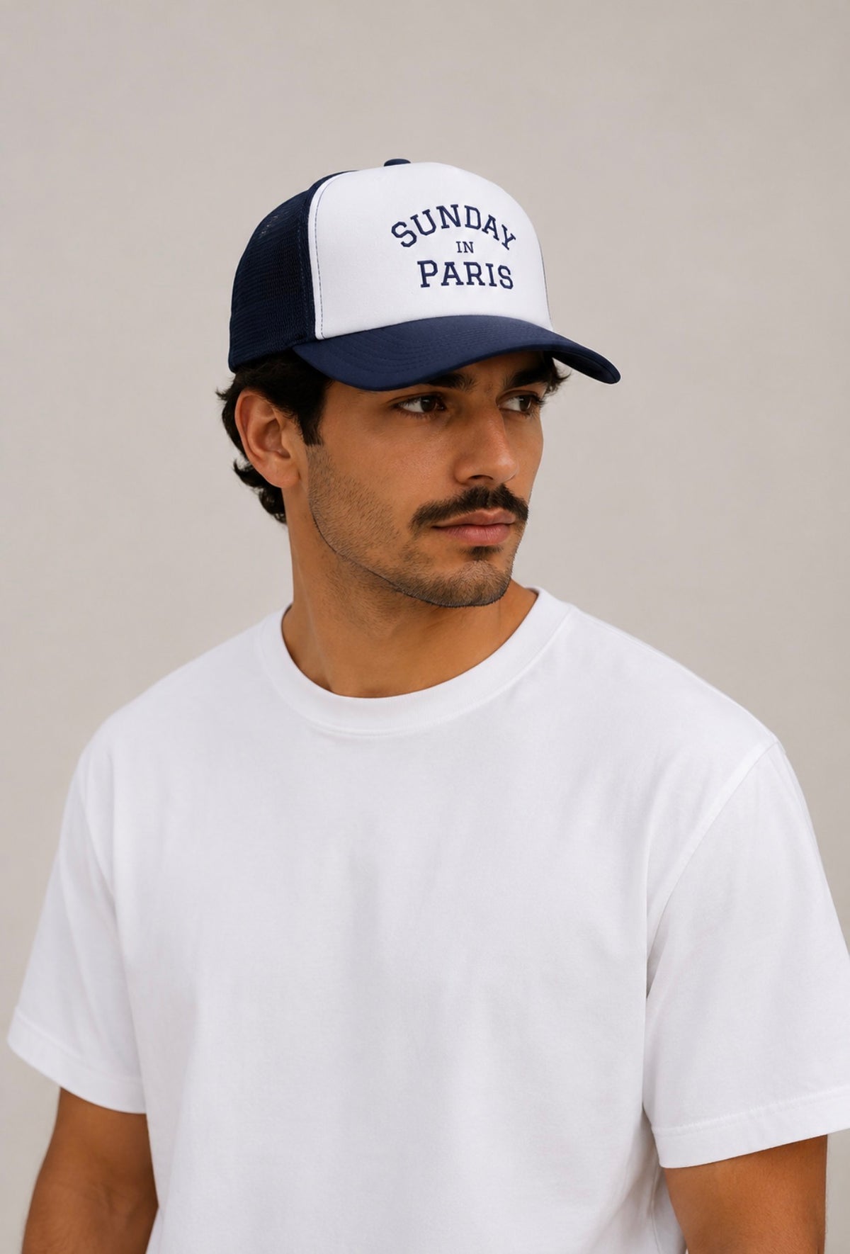 Sunday Hat - White/Navy